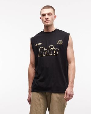 ASOS Oversized Tank With Italia Sports Graphic - Black