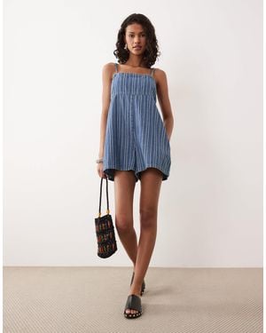 ASOS Soft Denim Playsuit With Cami Straps - Blue