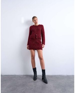 TOPSHOP Falda De Punto Efecto Espumillón De (Parte De Un Conjunto)-Rojo