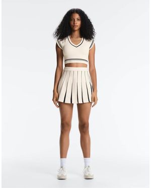 Oysho Seamless High Rise Pleats Short Skirt - White