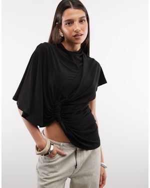 ASOS Asymmetrisches top mit drape-detail und knoten-detail - Schwarz