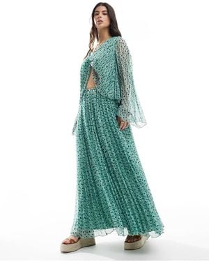 ASOS Volume Pleated Co-ord Maxi Skirt - Green