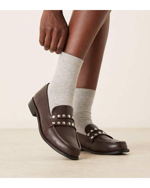 Raid Wide Fit Ferney Studded Loafers - Brown