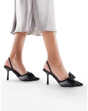 SEQWL Salado Bow Detail Embellished Heeled Shoes - White