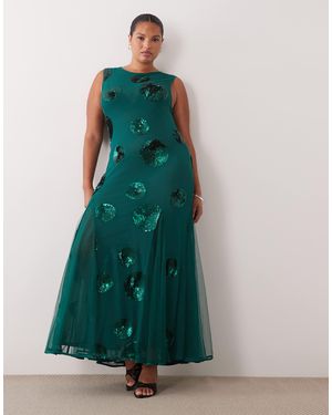 ASOS Asos Design Curve Embellished Sequin Spot Maxi Dress - Green