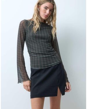 JJXX Boat Neck Long Sleeve Mesh Top - Grey