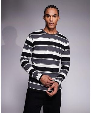 ADPT Oversized Stripe Long Sleeve T-Shirt - Grey