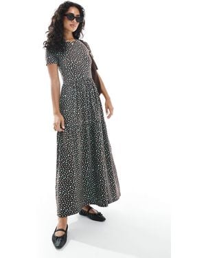 Wednesday's Girl Smudge Spot Tiered Midaxi Dress - Multicolor