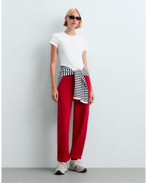 Oysho Cotton-Blend Knit Joggers - Red