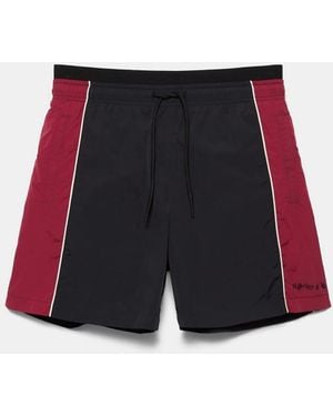 Pull&Bear Panelled Swimming Trunks - Red