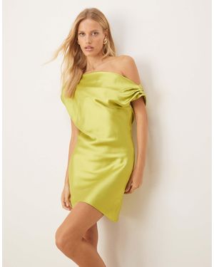 ASOS Satin Drape One Shoulder Mini Dress - Yellow
