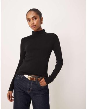 Mango High Neck Knitted Long Sleeve Top - Black