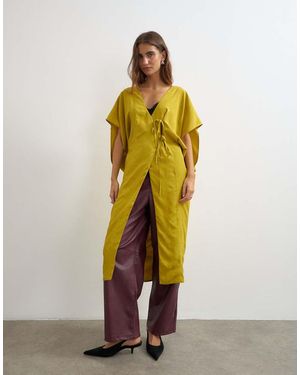 TOPSHOP Jacquard Maxi Bed Jacket - Yellow