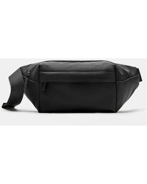 Pull&Bear Rubberised Bum Bag - Black
