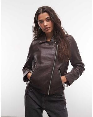 AllSaints Dalby Lamsleren Bikerjack - Bruin