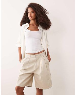 Barbour Daya Co-ord Oversized Bermuda Over Dyed Denim Shorts - Natural