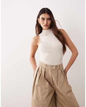ARRANGE – weicher longline-body aus rippstrick - Natur
