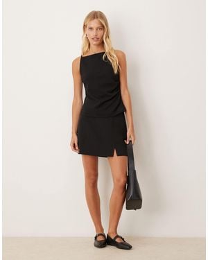 Vila Notch Detail Mini Skirt - Natural