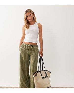 JDY Petite Pantalones Verdes A Rayas De Pernera Ancha De