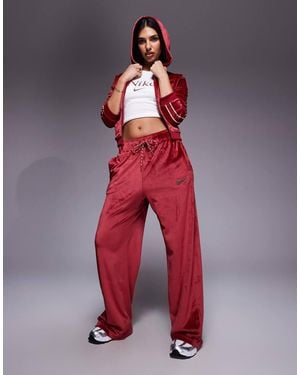 Nike Velour Wide Leg Joggers - Red