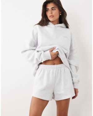 Kaiia Cotton Rich Silver Hardware Logo Sweat Shorts - White