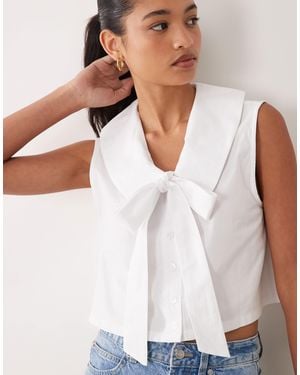 Miss Selfridge Collared Poplin Sleeveless Shirt - White