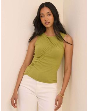 Nobody's Child Pistachio Sleeveless Ruched Top - Green