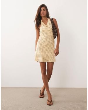 Mango Halterneck Mini Dress - Natural