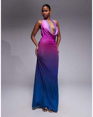 AFRM Imade Slinky Cowl Neck Halter Maxi Dress - Purple
