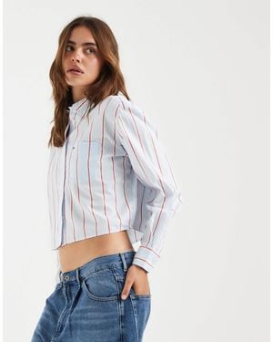 Tommy Hilfiger Cotton Relaxed Fit Cropped Shirt - White