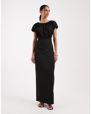 4th & Reckless Bodycon Maxi Dress With Soft Jersey Draped Top And Tie Open Back Detailing - Black