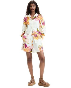Desigual Overhemd Met Bloemenprint - Wit