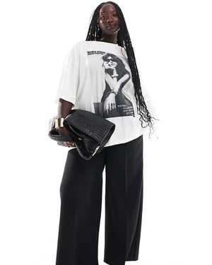 Yours Pull On Woven Wide Leg Trousers - White