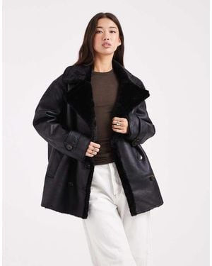 ASOS Oversized Bonded Borg Flight Jacket - Black