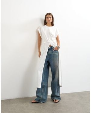 TOPSHOP Long Line Twist Tunic Top - White