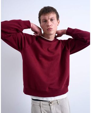 TOPMAN Sudadera De Corte Cuadrado Con Mangas Raglán De -Rojo