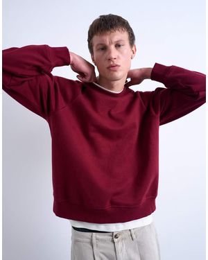 TOPMAN Felpa Squadrata Bordeaux Con Maniche Raglan - Rosso
