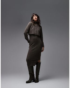 AllSaints Sabine Co-ord Knit Dress & Cardigan Two Piece - Gray