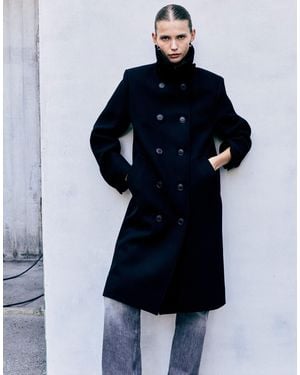 Weekday Wool Blend Knee Length Car Coat - Blue