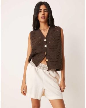 ASOS Shirred Waist Shorts - Brown