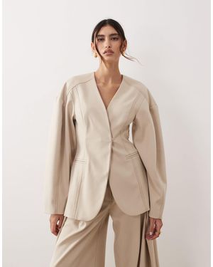 ARRANGE Twill Sculpted Blazer Co-ord - Natural