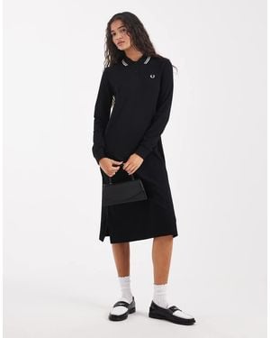 Fred Perry Long Sleeve Twin Tipped Polo Dress - Black