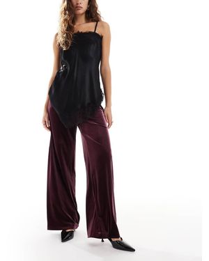 Miss Selfridge Tailo Velvet Wide Leg Trousers - Purple