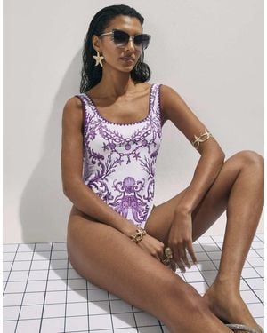 River Island Placement Print Swimsuit - White
