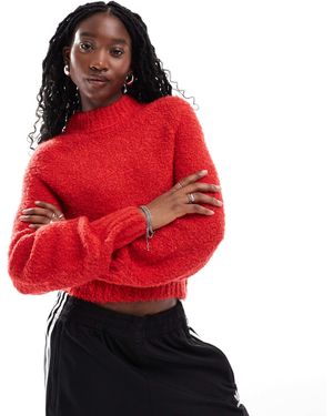 Glamorous Pull court coupe carrée en maille épaisse - rouge