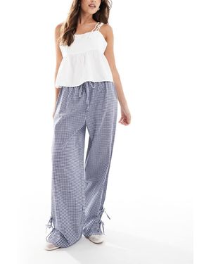 Wednesday's Girl Tie-side Gingham Trousers - Blue