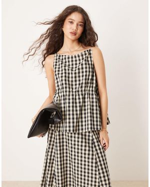 Vrg Grl Indi Gingham Check Smock Blouse Co-ord - White