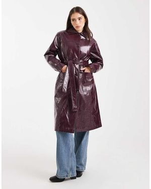 Miss Selfridge Vinyl Faux Leather Trench - Red