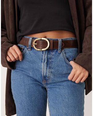 Mango Ceinture en similicuir avec boucle dorée effet martelé - fauve - Bleu