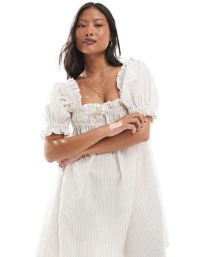 Miss Selfridge Yarn Dyed Stripe Smock Dress - White